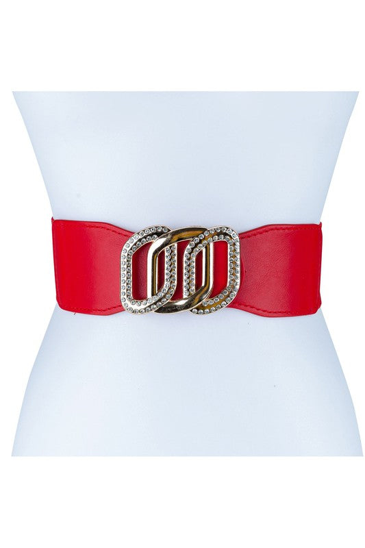 Triple Chain Theme Circle Buckle Elastic Belt