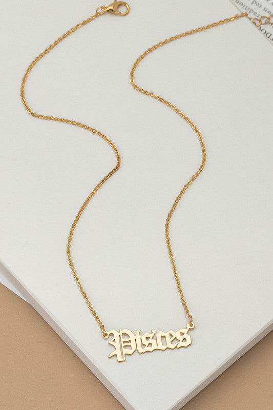 Laser cut zodiac sign pendant necklace