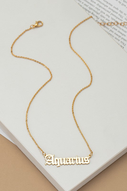 Laser cut zodiac sign pendant necklace