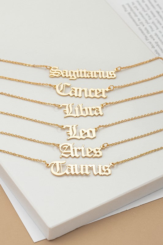 Laser cut zodiac sign pendant necklace