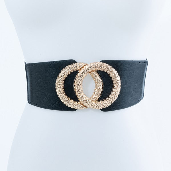 TEXTURED METALLIC BUCKLE FASHION BELT