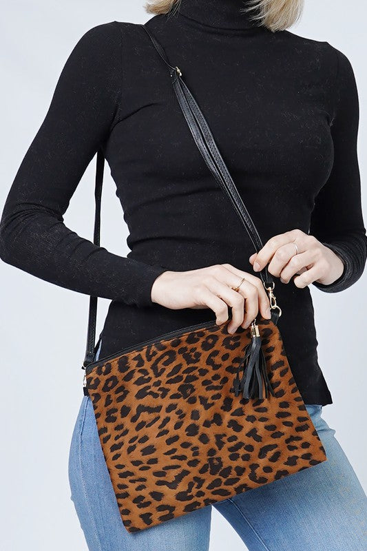 Animal Print Crossbody Clutch Bag