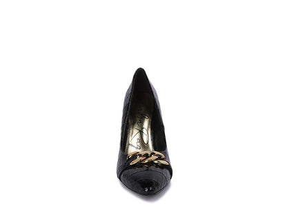 Fanfare Croc Metal Chain Pump Heels