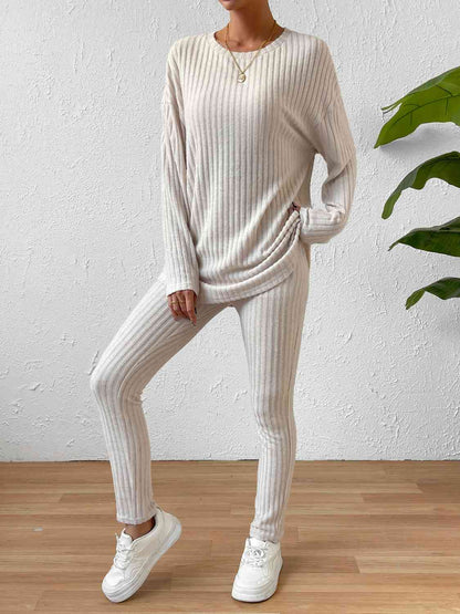 Ribbed Top and Pants Lounge Set