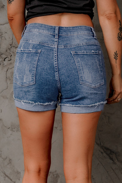 Patchwork Denim Shorts