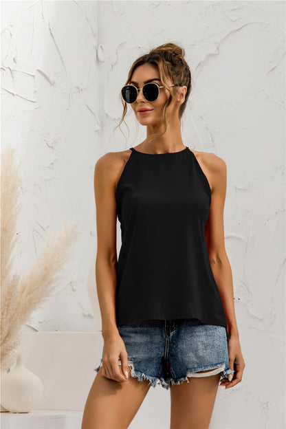 Grecian Neck Keyhole Sleeveless Top