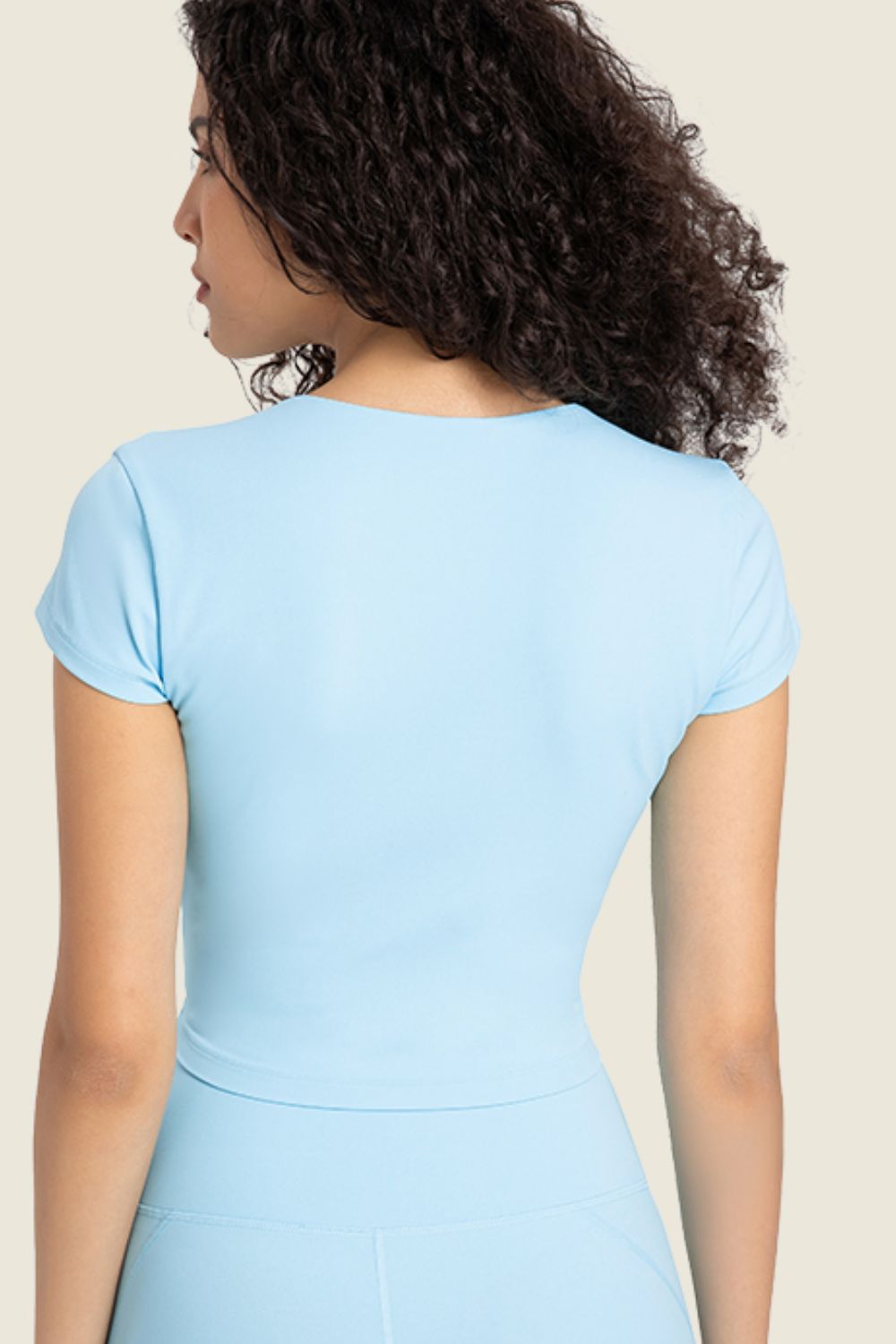 Gathered Detail Surplice Short Sleeve Sports Top