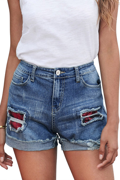 Patchwork Denim Shorts