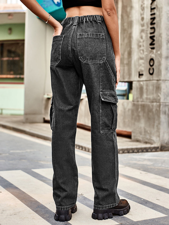 Straight Leg Cargo Jeans