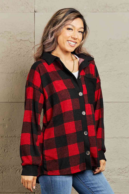 Heimish Make It Last Full Size Contrast Plaid Shacket