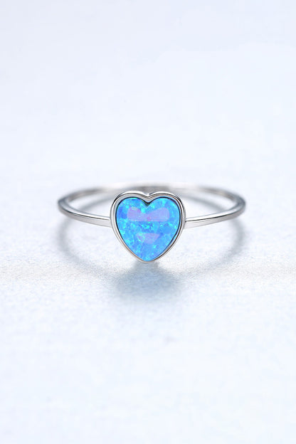 Opal Heart 925 Sterling Silver Ring