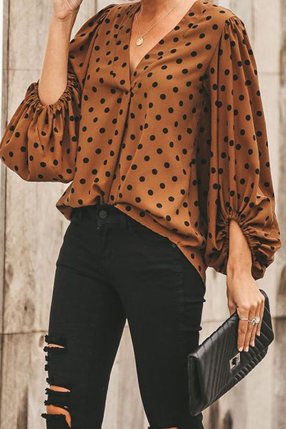 Printed Balloon Sleeve Blouse