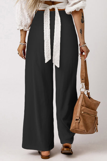 Smocked High Waist Wide Leg Pants