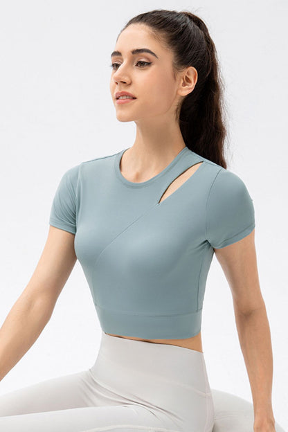 Cutout Crewneck Cropped Active T-Shirt