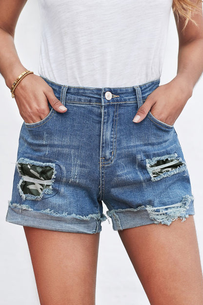 Patchwork Denim Shorts