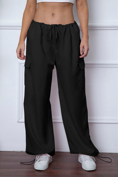 Drawstring Waist Pants with Pockets