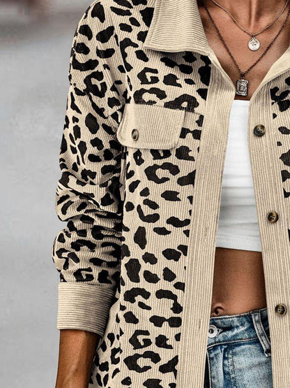 Full Size Leopard Buttoned Jacket