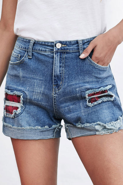 Patchwork Denim Shorts