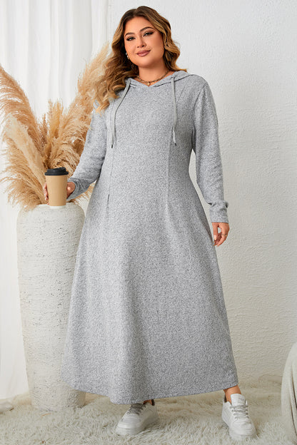 Plus Size Long Sleeve Hooded Maxi Dress