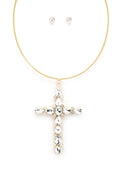 Crystal Cross Metal Necklace