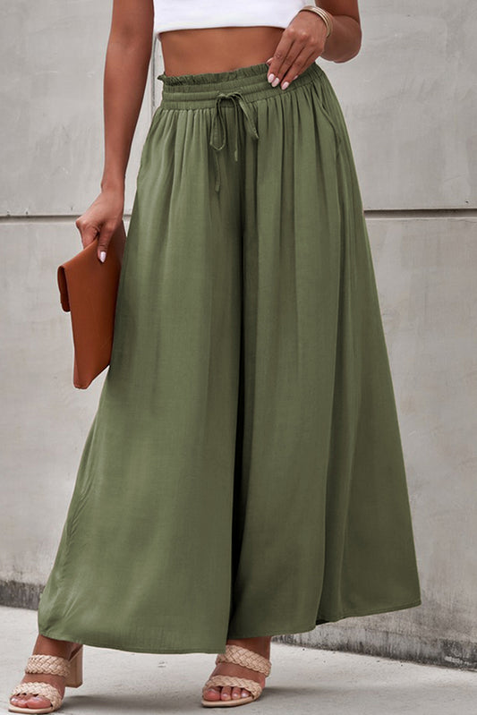 Drawstring Waist Wide Leg Pants