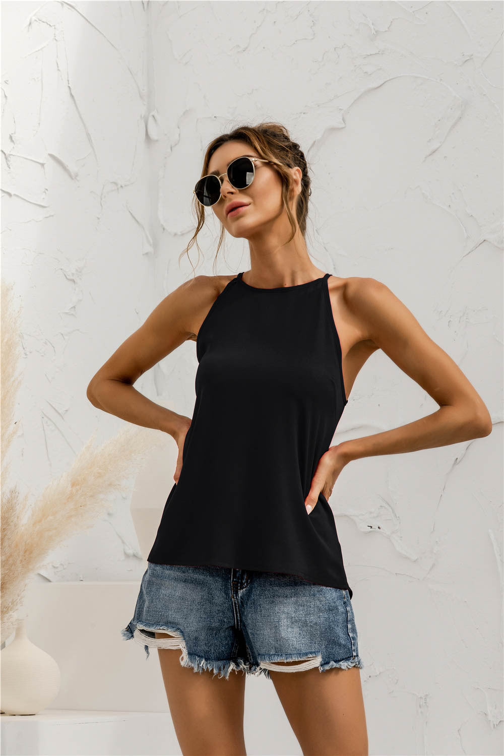 Grecian Neck Keyhole Sleeveless Top