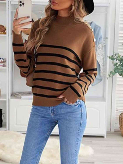 Striped Shoulder Detail Sweater