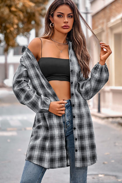 Plaid Tie Front Mini Shirt Dress