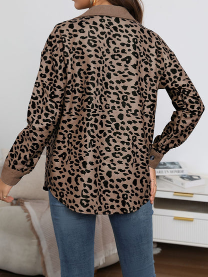 Full Size Leopard Buttoned Jacket