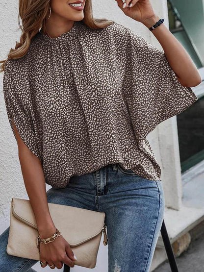 Round Neck Slit Sleeve Blouse