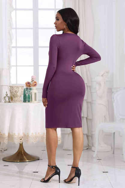 Cutout Twisted Long Sleeve Dress