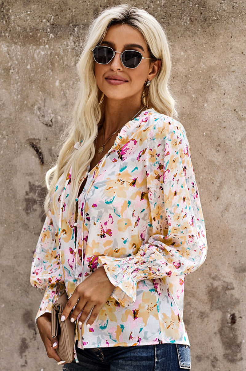 Rose Floral Smocked Blouse