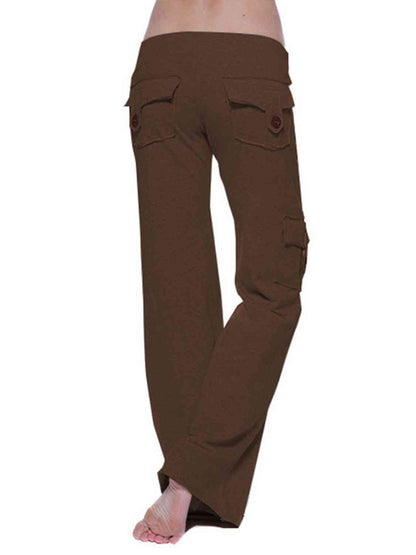 Mid Waist Pants with Pockets