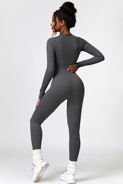 Half Zip Long Sleeve Active Jumpsuit