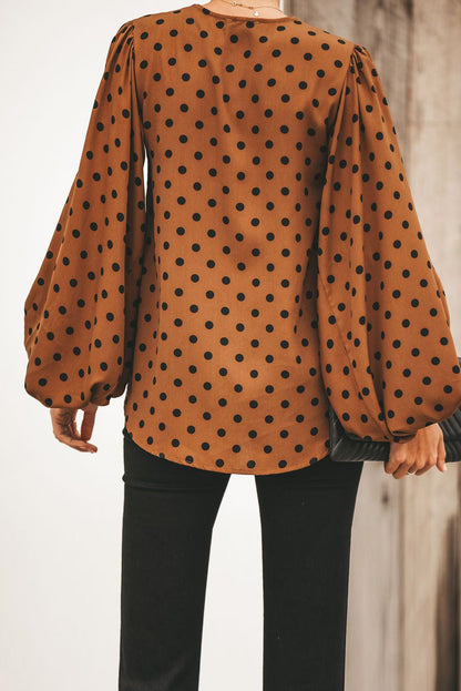 Printed Balloon Sleeve Blouse