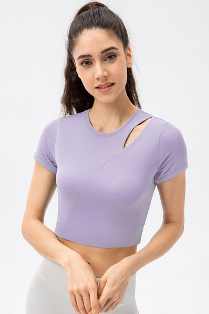 Cutout Crewneck Cropped Active T-Shirt