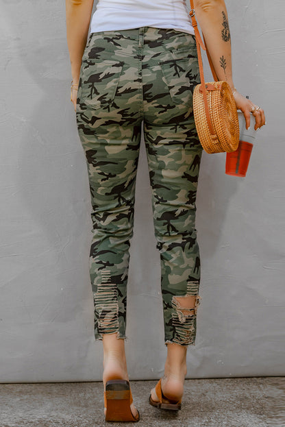 Distressed Camouflage Jeans