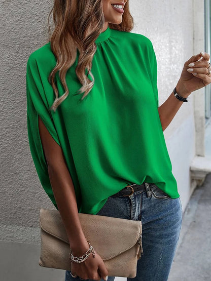 Round Neck Slit Sleeve Blouse