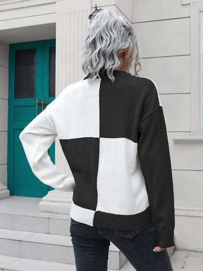 Contrast Drop Shoulder Sweater