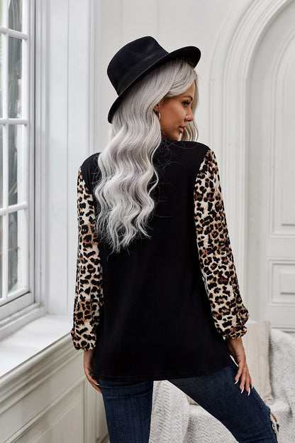 Leopard Long Sleeve Round Neck Top