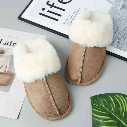 Faux Suede Center Seam Slippers