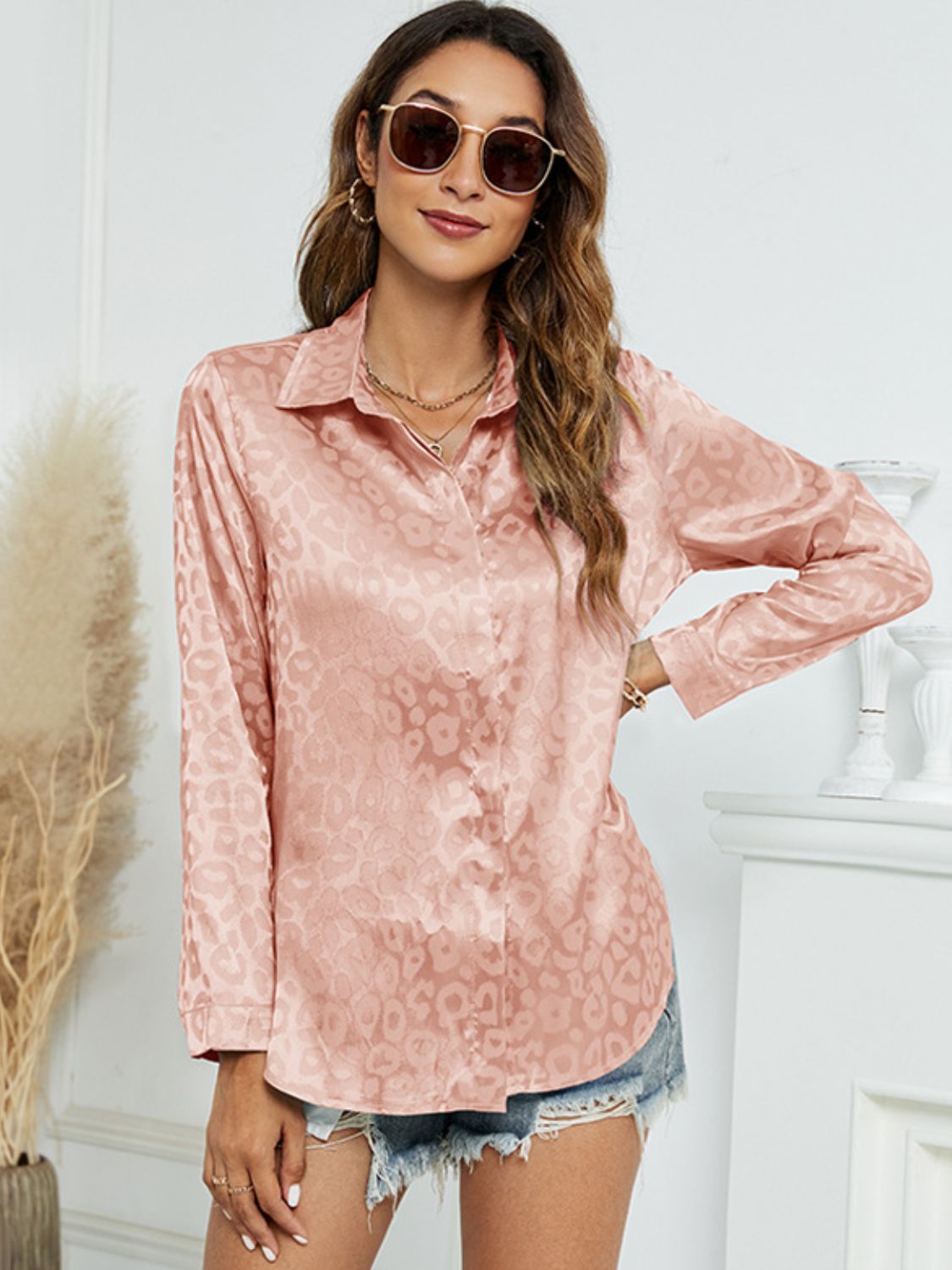 Printed Long Sleeve Collared Neck Shirt