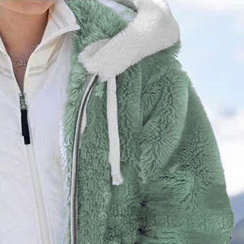 Zip-Up Hooded Teddy Coat