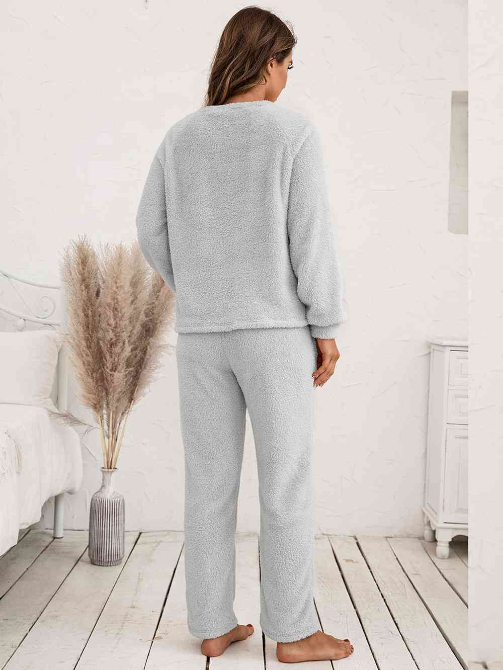 Teddy Long Sleeve Top and Pants Lounge Set