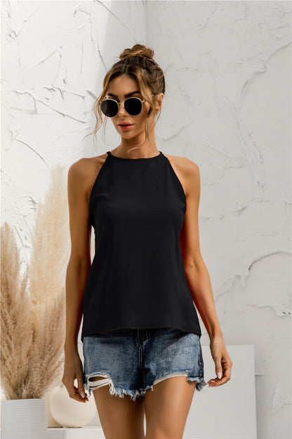 Grecian Neck Keyhole Sleeveless Top