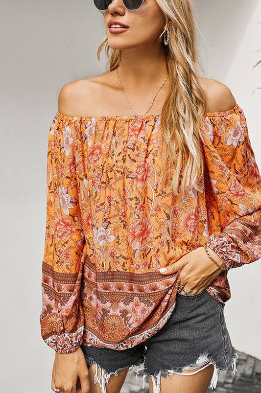 Off The Shoulder Boho Balloon Sleeve Top