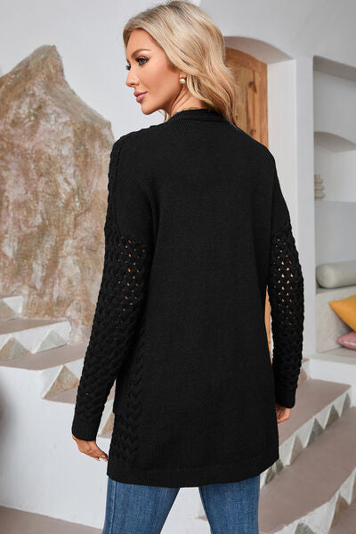 Open Front Dropped Shoulder Cardigan with Pockets