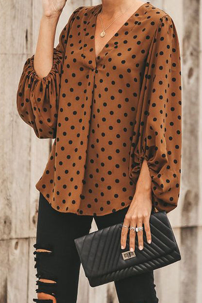 Printed Balloon Sleeve Blouse